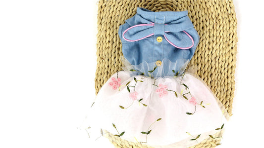 KFX-6761533 Denim Puppy Princess Dress for Dogs – Stylish Skirt in Various Sizes