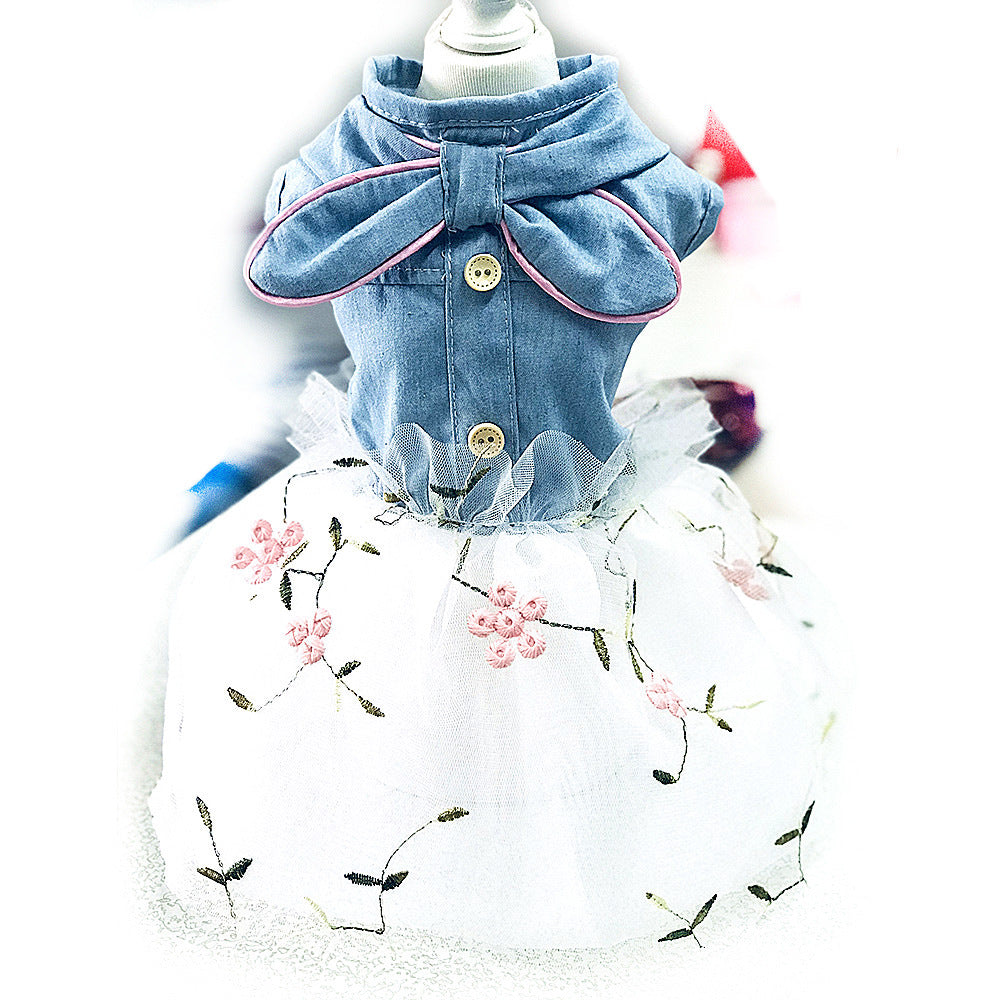 KFX-6761533 Denim Puppy Princess Dress for Dogs – Stylish Skirt in Various Sizes