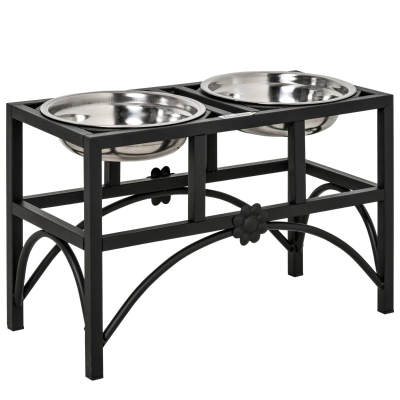 KFX-6762429 Elevated Double Stainless Steel Dog Food Bowl with Non-Slip Base - Promotes Healthy Digestion