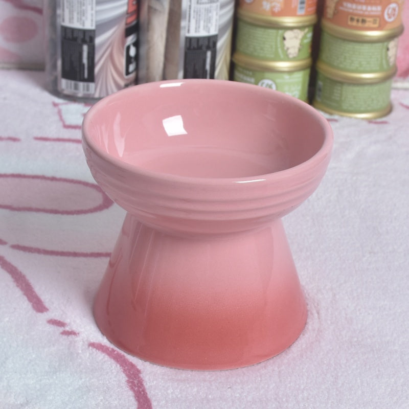 KFX-6762941 Ceramic Anti-Tumble Pet Bowl for Dogs and Cats with High Foot and Neck Protector