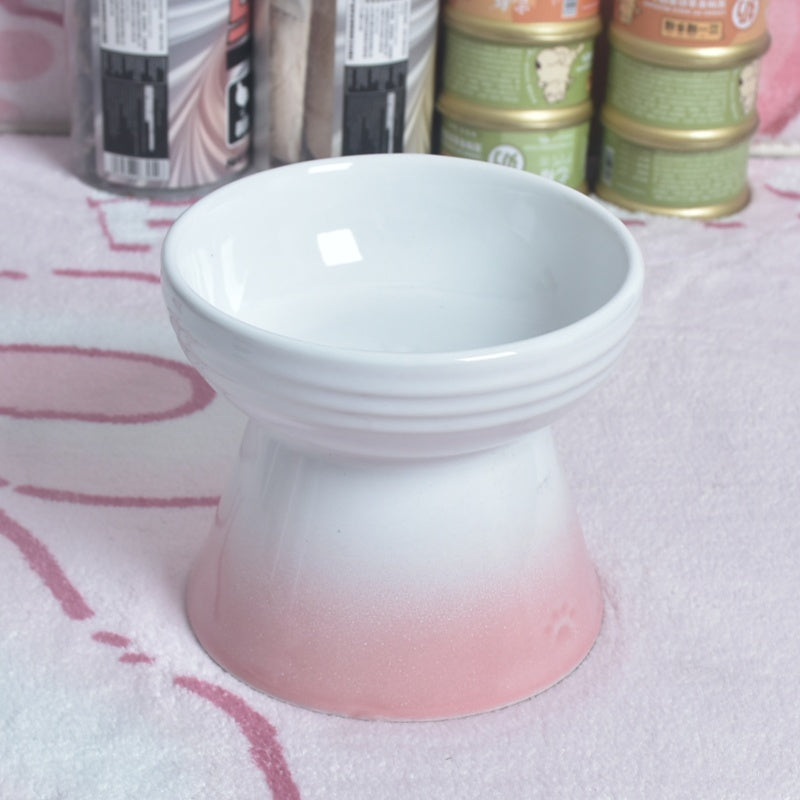 KFX-6762941 Ceramic Anti-Tumble Pet Bowl for Dogs and Cats with High Foot and Neck Protector