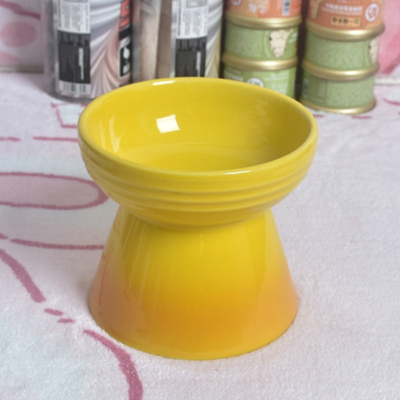 KFX-6762941 Ceramic Anti-Tumble Pet Bowl for Dogs and Cats with High Foot and Neck Protector