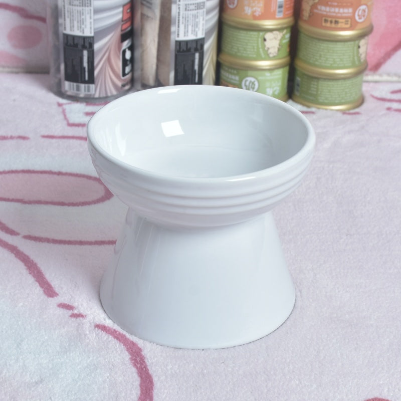 KFX-6762941 Ceramic Anti-Tumble Pet Bowl for Dogs and Cats with High Foot and Neck Protector