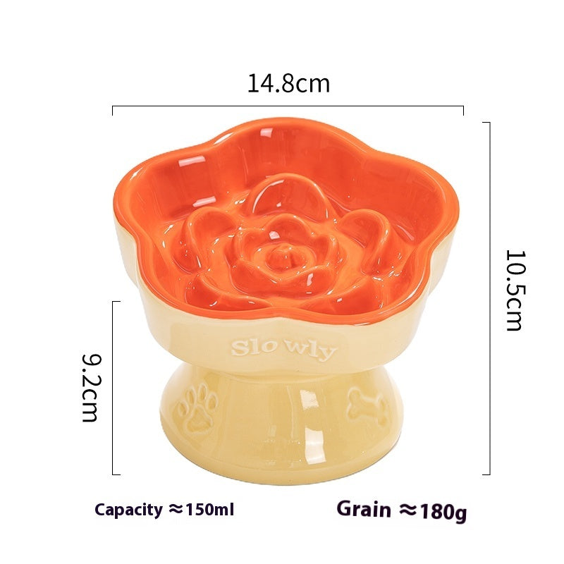 KFX-6762941 Ceramic Anti-Tumble Pet Bowl for Dogs and Cats with High Foot and Neck Protector