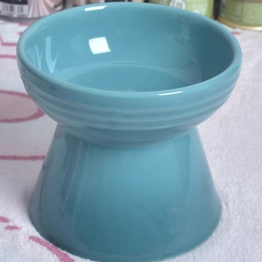 KFX-6762941 Ceramic Anti-Tumble Pet Bowl for Dogs and Cats with High Foot and Neck Protector