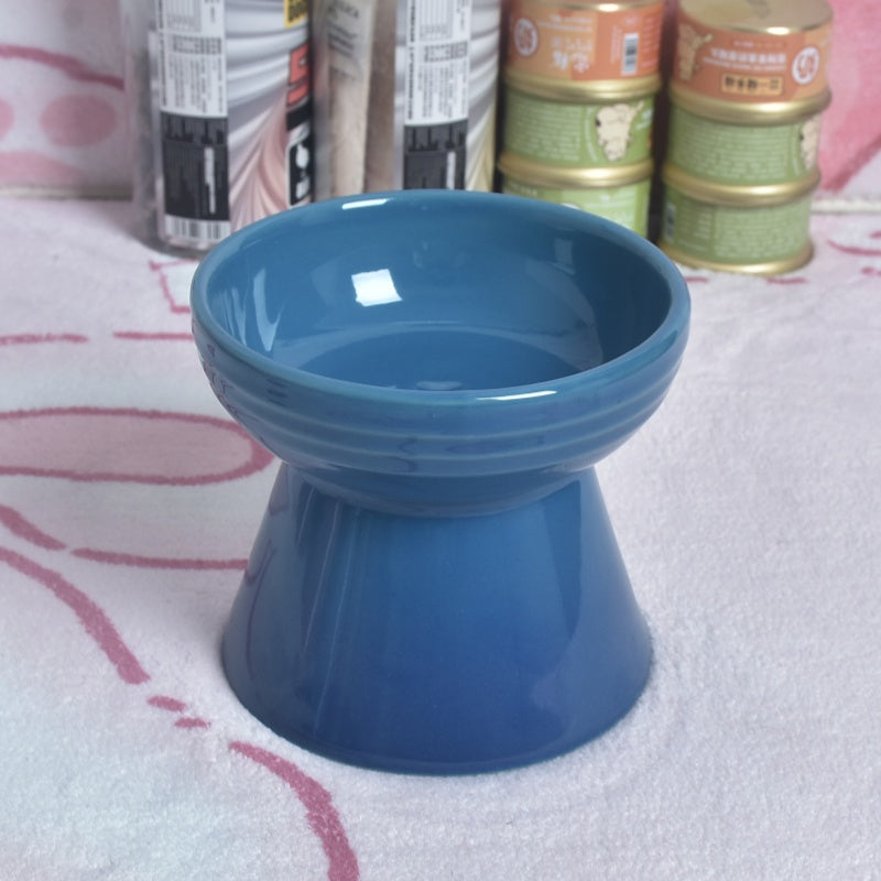 KFX-6762941 Ceramic Anti-Tumble Pet Bowl for Dogs and Cats with High Foot and Neck Protector