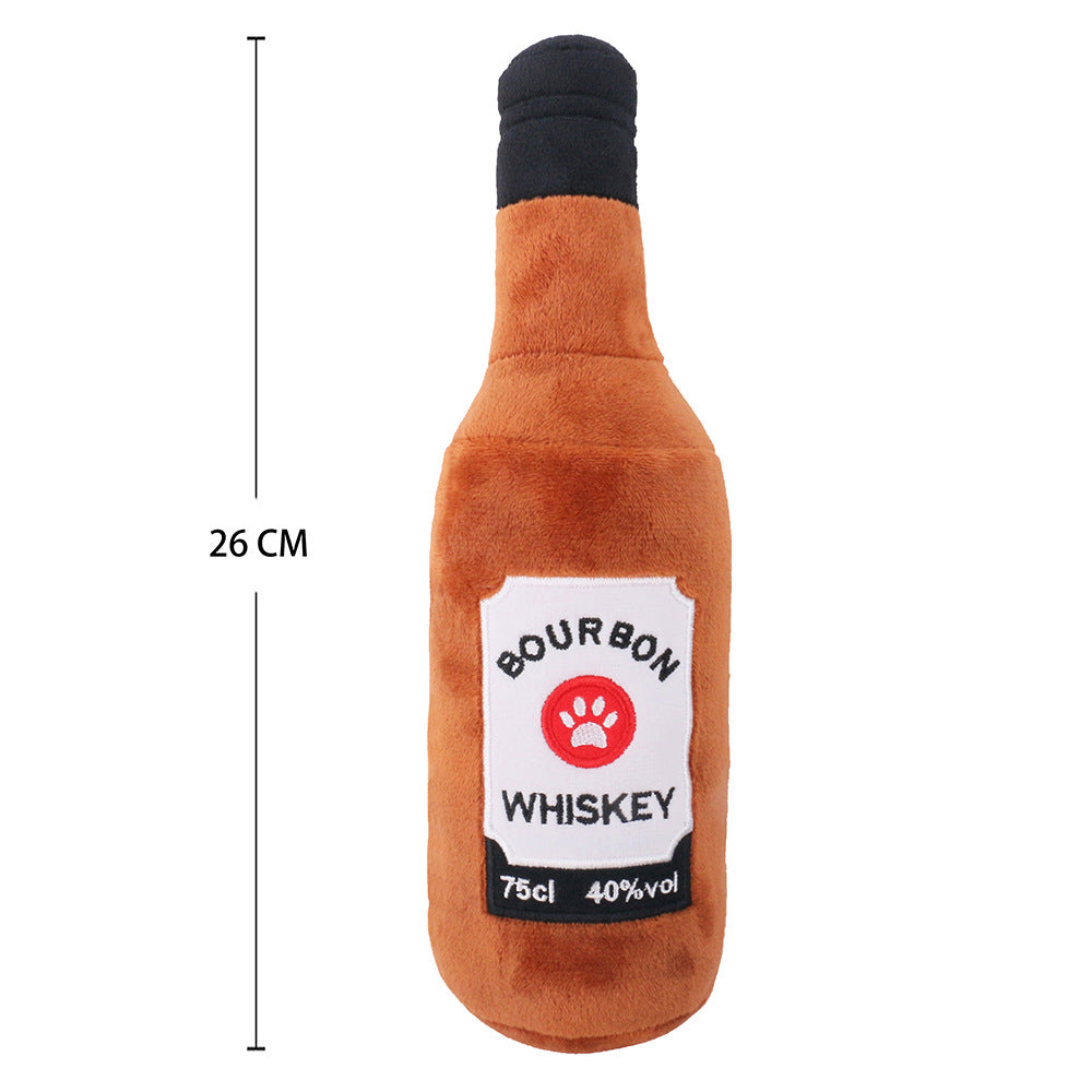 KFX-6766397 Plush Chewing Toy for Cats and Dogs - Wine Bottle and Donut Design, 25cm