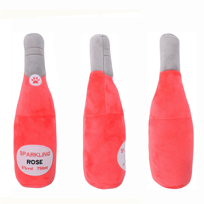 KFX-6766397 Plush Chewing Toy for Cats and Dogs - Wine Bottle and Donut Design, 25cm