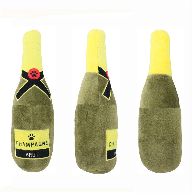 KFX-6766397 Plush Chewing Toy for Cats and Dogs - Wine Bottle and Donut Design, 25cm