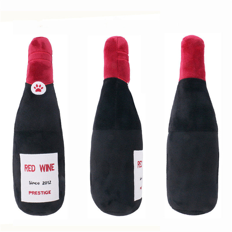 KFX-6766397 Plush Chewing Toy for Cats and Dogs - Wine Bottle and Donut Design, 25cm