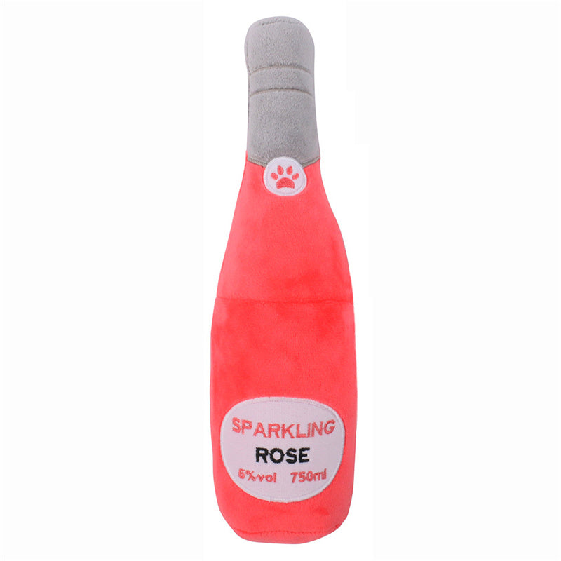 KFX-6766397 Plush Chewing Toy for Cats and Dogs - Wine Bottle and Donut Design, 25cm