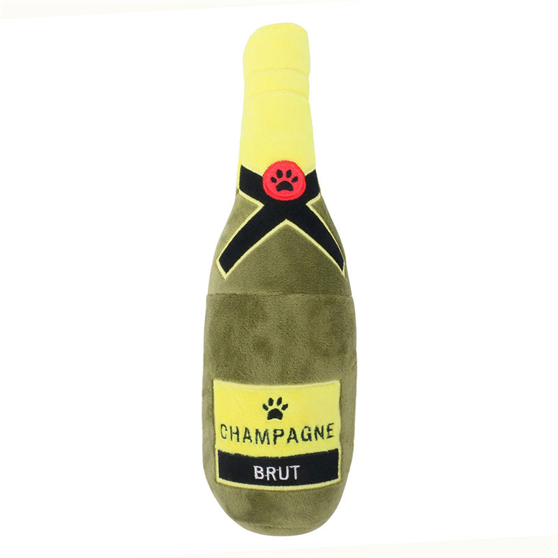 KFX-6766397 Plush Chewing Toy for Cats and Dogs - Wine Bottle and Donut Design, 25cm