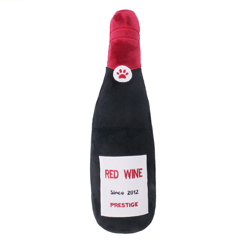 KFX-6766397 Plush Chewing Toy for Cats and Dogs - Wine Bottle and Donut Design, 25cm