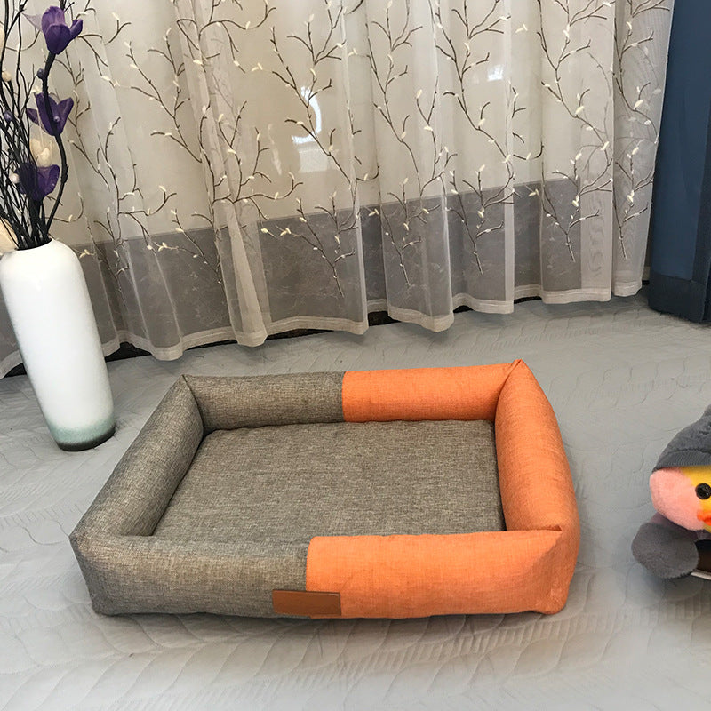 KFX-6766781 Comfortable Sponge Pet Mats for Dogs – Imitation Linen with Hand/Machine Wash Options – Multiple Sizes Available