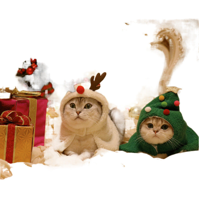 KFX-6767293 Cozy Pet Antlers Hat and Cloak for Autumn and Winter Fun