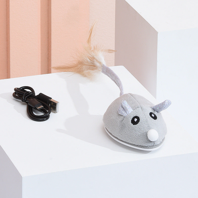 KFX-6767549 USB Rechargeable Crawling Mouse Cat Toy - Biting Toy for Interactive Play