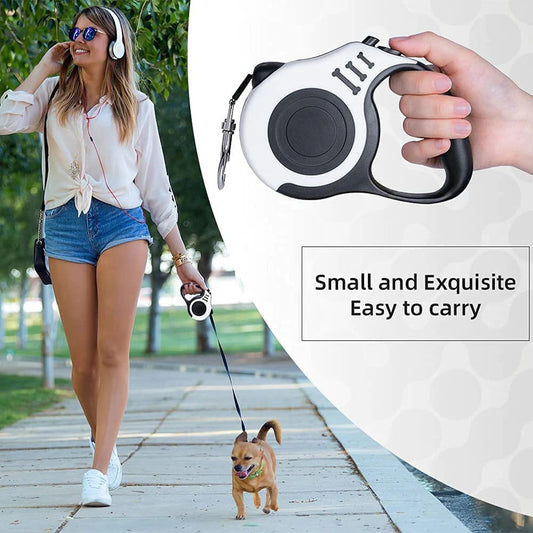 KFX-6769981 Durable Automatic Retractable Dog Leash with Tangle-Free Nylon Rope for Easy Walking and Running, Available in 3m and 5m Lengths