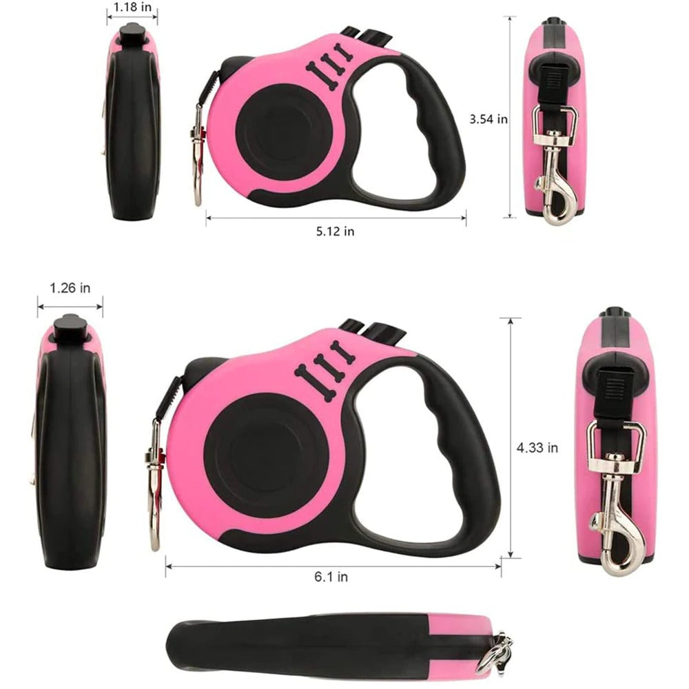 KFX-6769981 Durable Automatic Retractable Dog Leash with Tangle-Free Nylon Rope for Easy Walking and Running, Available in 3m and 5m Lengths
