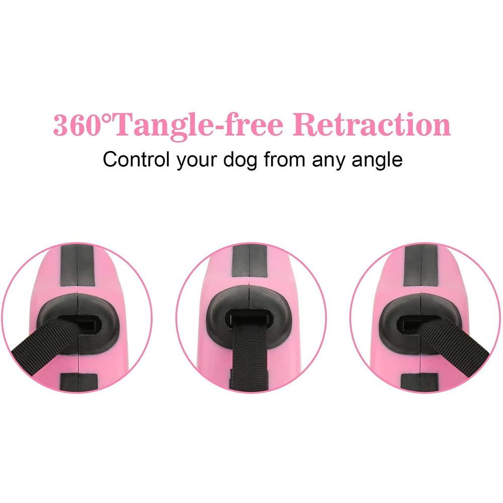 KFX-6769981 Durable Automatic Retractable Dog Leash with Tangle-Free Nylon Rope for Easy Walking and Running, Available in 3m and 5m Lengths