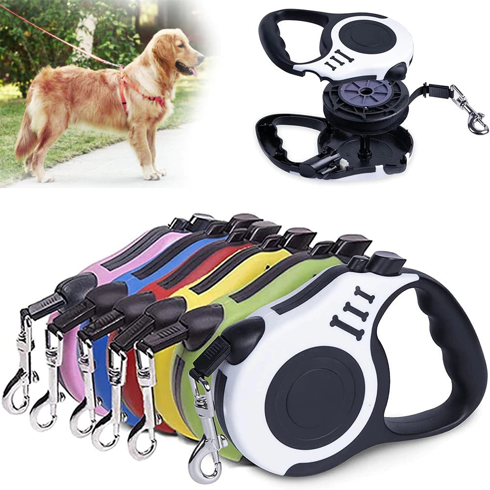 KFX-6769981 Durable Automatic Retractable Dog Leash with Tangle-Free Nylon Rope for Easy Walking and Running, Available in 3m and 5m Lengths