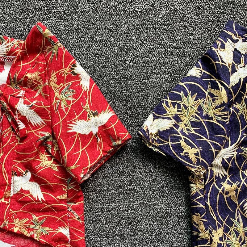 KFX-6770877 Japanese Style Dog Kimono Shirt for Pets - Comfortable Summer Fashion T-Shirt in Blue and Red