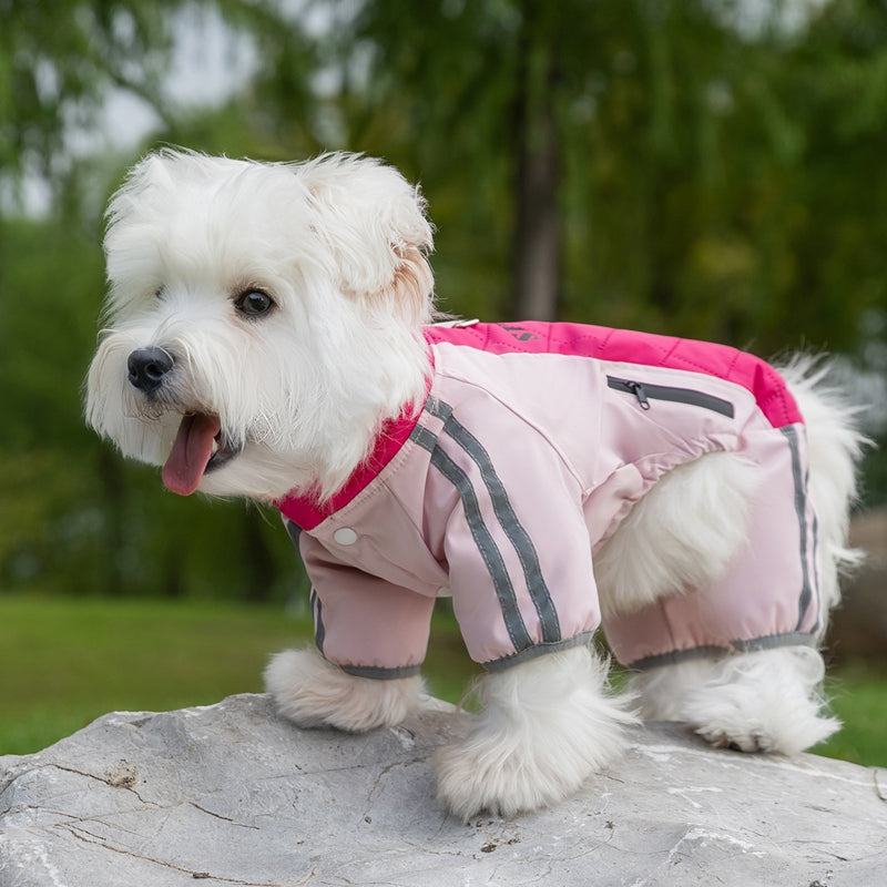 KFX-6771261 Sporty Quilted Dog Jumpsuit with Fleece Lining for Small and Medium Breeds