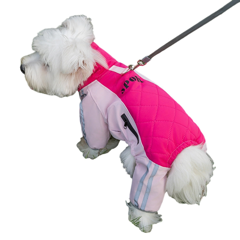 KFX-6771261 Sporty Quilted Dog Jumpsuit with Fleece Lining for Small and Medium Breeds