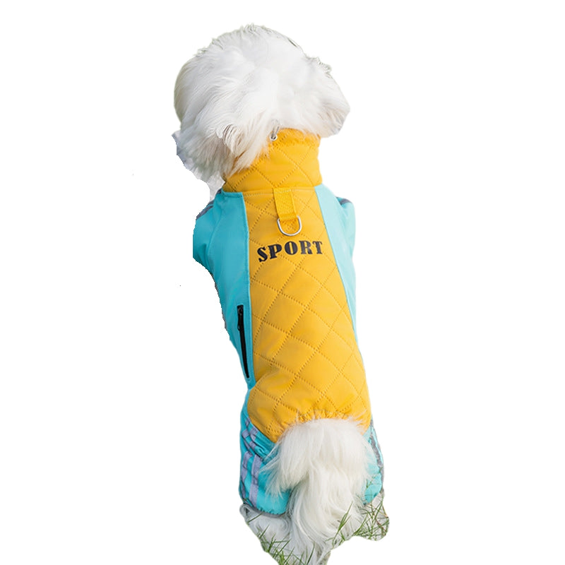 KFX-6771261 Sporty Quilted Dog Jumpsuit with Fleece Lining for Small and Medium Breeds