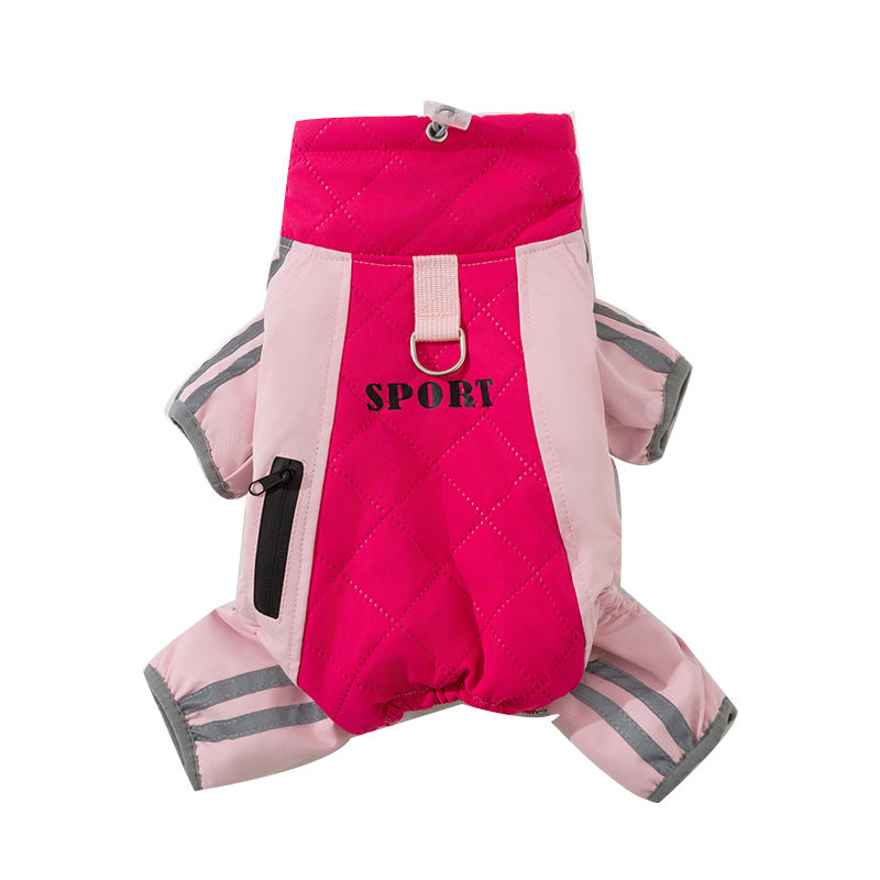 KFX-6771261 Sporty Quilted Dog Jumpsuit with Fleece Lining for Small and Medium Breeds