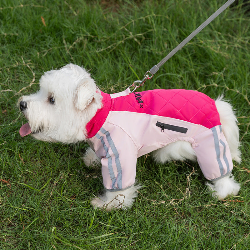 KFX-6771261 Sporty Quilted Dog Jumpsuit with Fleece Lining for Small and Medium Breeds