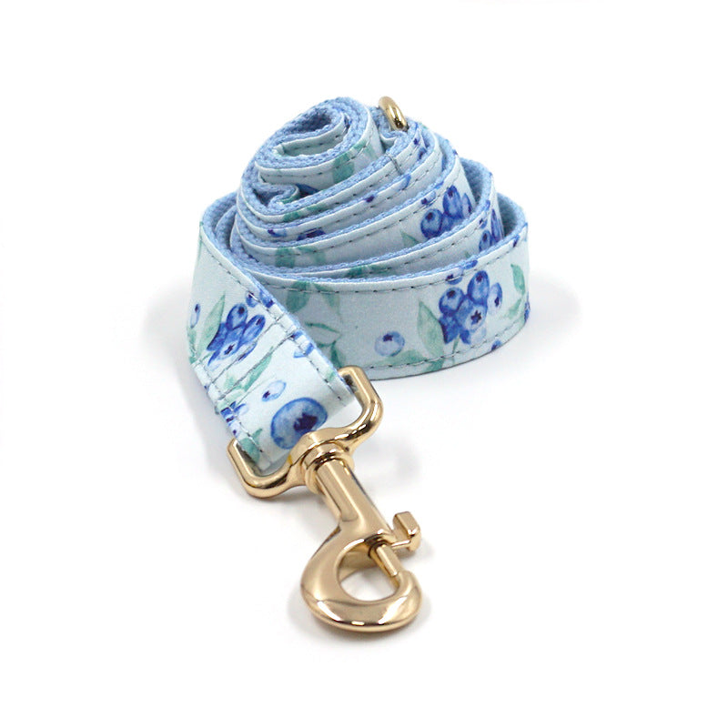 KFX-6772285 Blueberry Print Pet Chest Harness and Leash Set, Polyester Material, Multiple Sizes Available