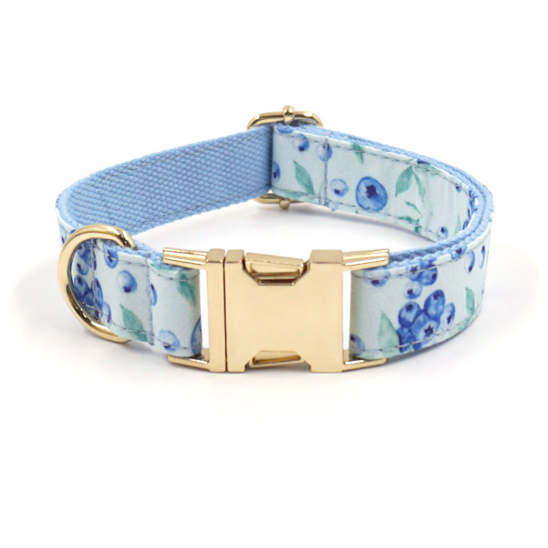 KFX-6772285 Blueberry Print Pet Chest Harness and Leash Set, Polyester Material, Multiple Sizes Available