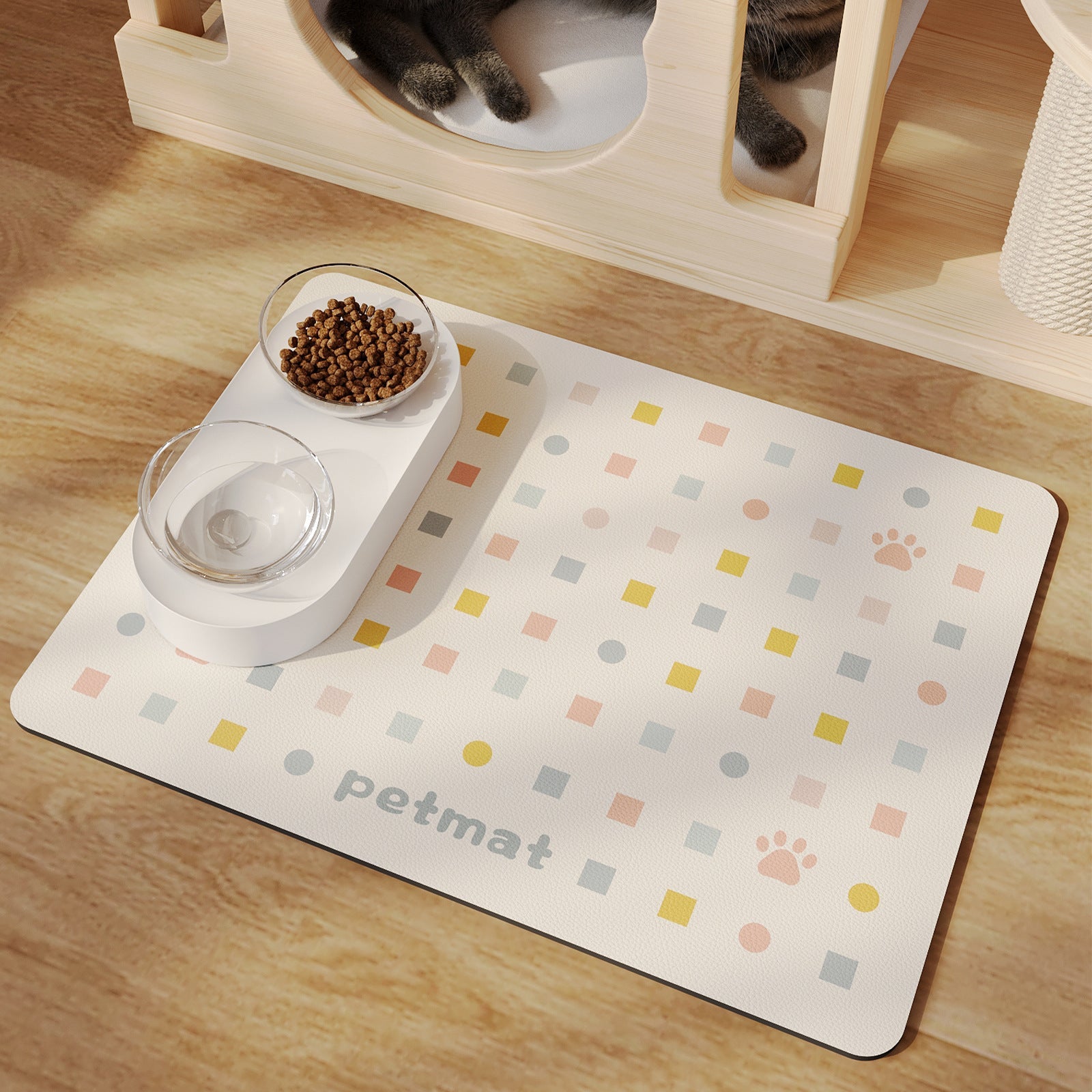 KFX-6774333 Minimalist Water-Absorbing Non-Slip Pet Feeding Mat in Various Colors and Shapes