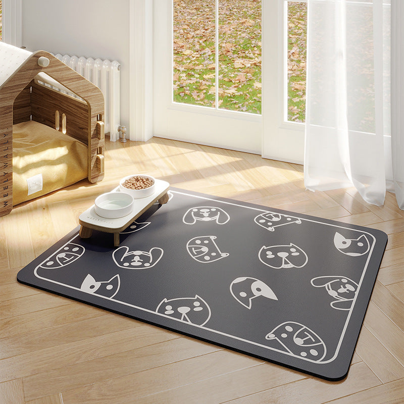 KFX-6774333 Minimalist Water-Absorbing Non-Slip Pet Feeding Mat in Various Colors and Shapes