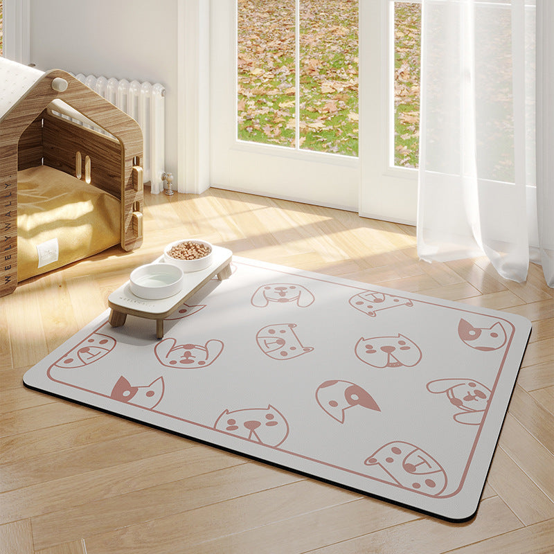 KFX-6774333 Minimalist Water-Absorbing Non-Slip Pet Feeding Mat in Various Colors and Shapes