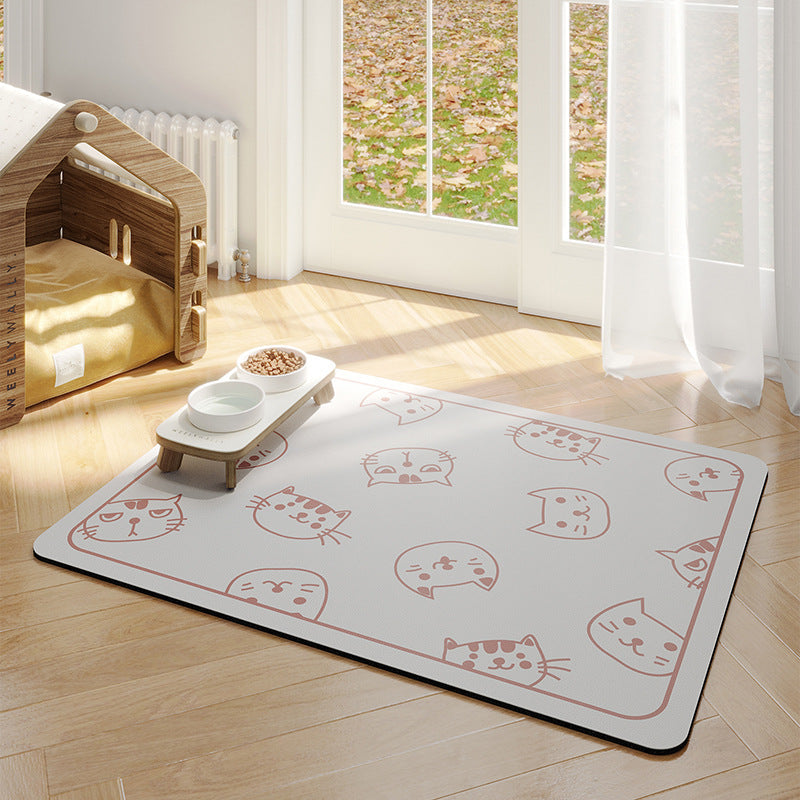 KFX-6774333 Minimalist Water-Absorbing Non-Slip Pet Feeding Mat in Various Colors and Shapes