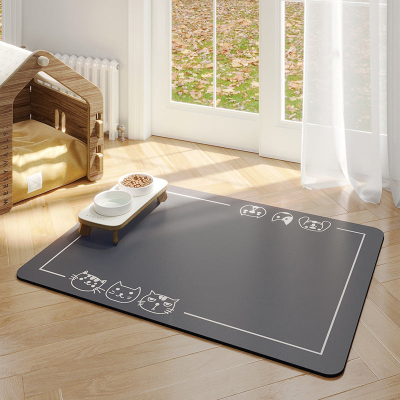 KFX-6774333 Minimalist Water-Absorbing Non-Slip Pet Feeding Mat in Various Colors and Shapes