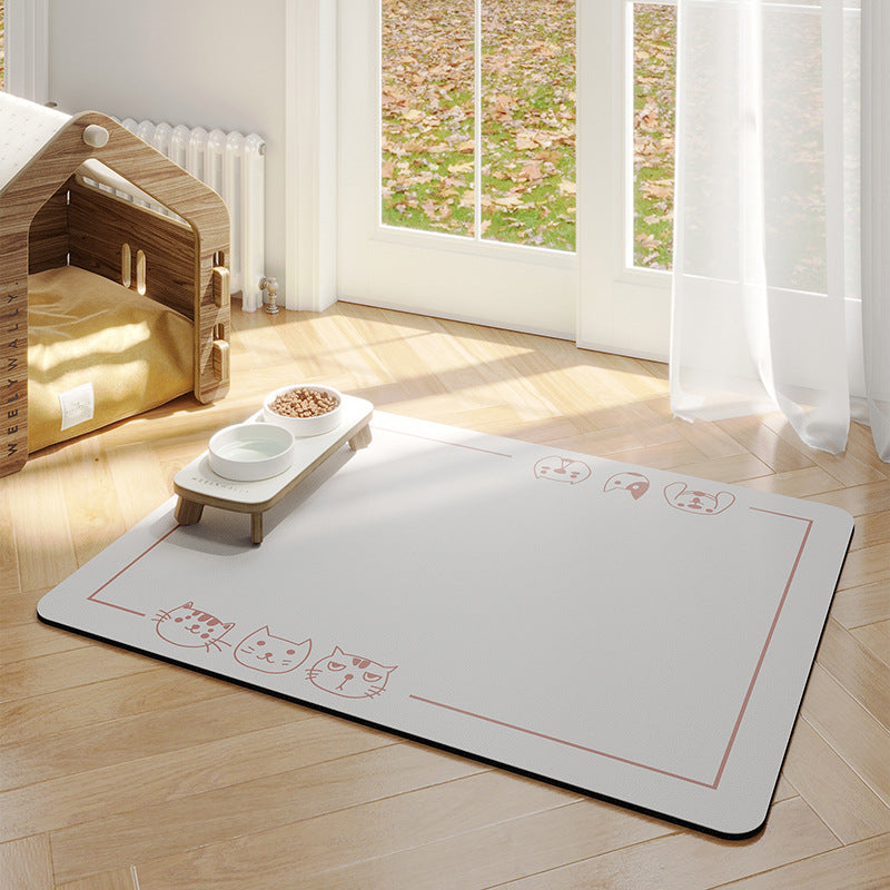 KFX-6774333 Minimalist Water-Absorbing Non-Slip Pet Feeding Mat in Various Colors and Shapes