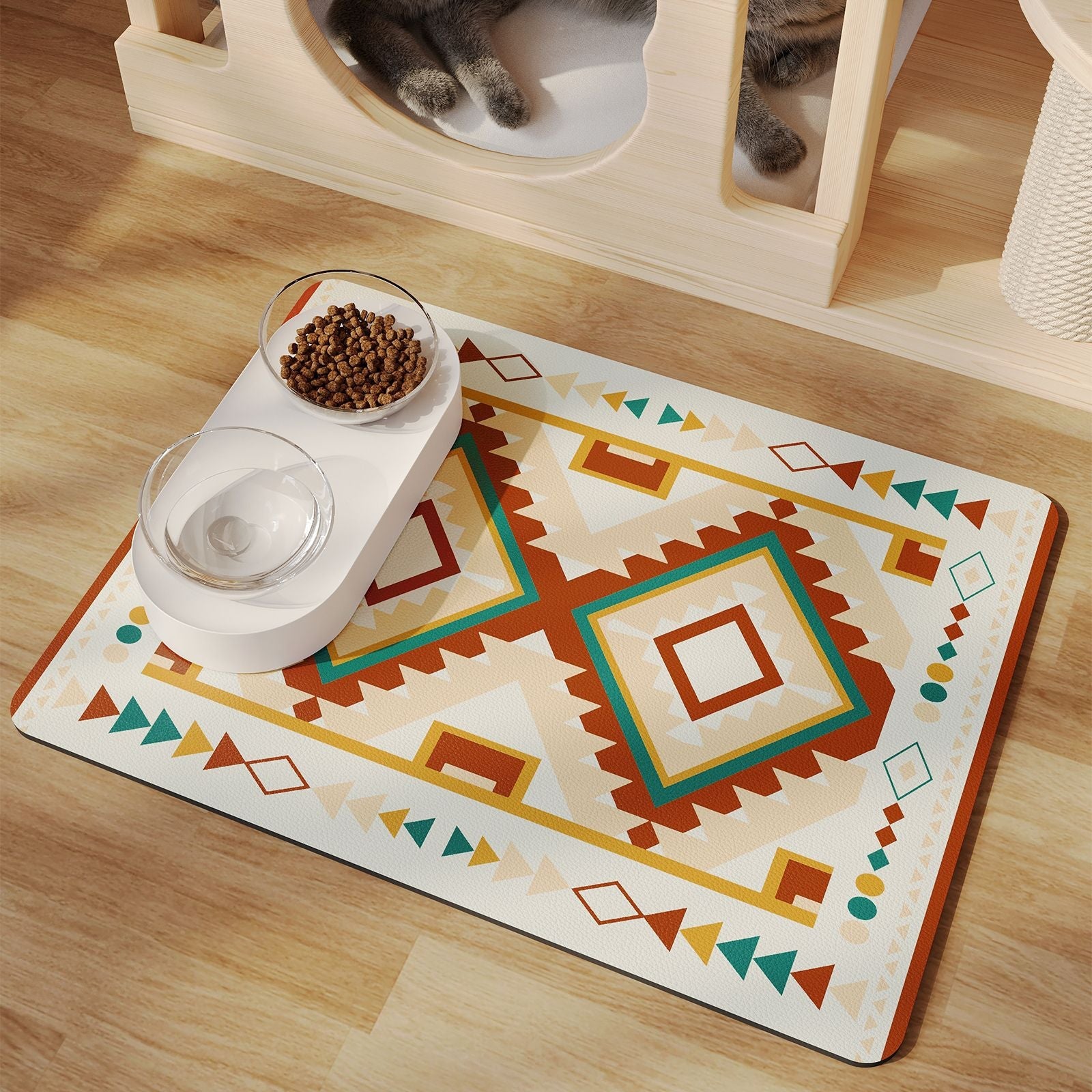KFX-6774333 Minimalist Water-Absorbing Non-Slip Pet Feeding Mat in Various Colors and Shapes