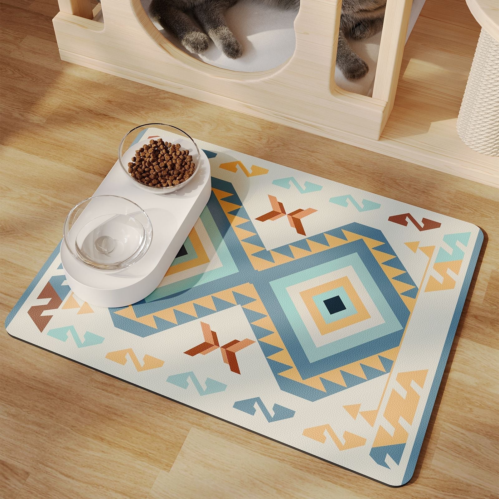 KFX-6774333 Minimalist Water-Absorbing Non-Slip Pet Feeding Mat in Various Colors and Shapes