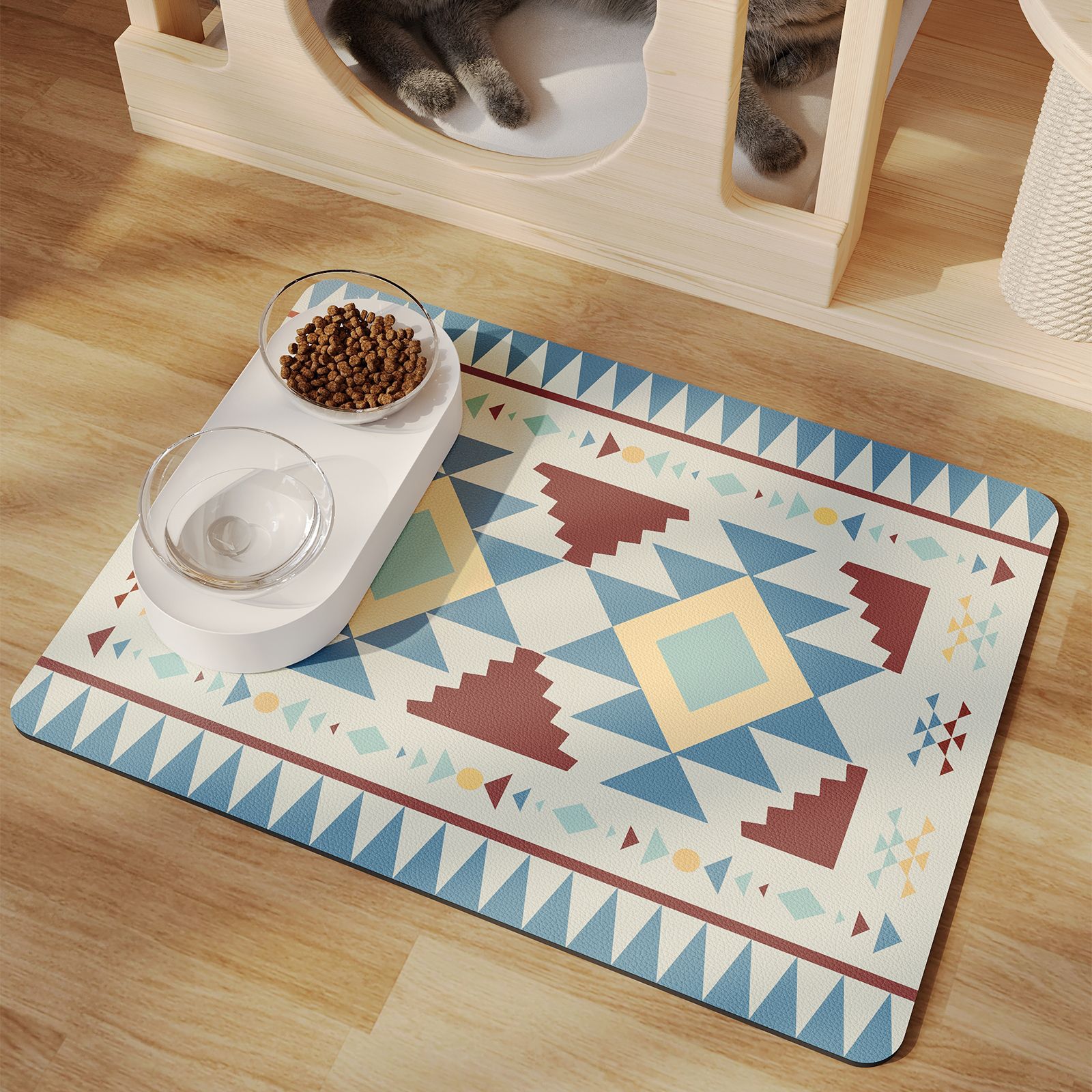 KFX-6774333 Minimalist Water-Absorbing Non-Slip Pet Feeding Mat in Various Colors and Shapes