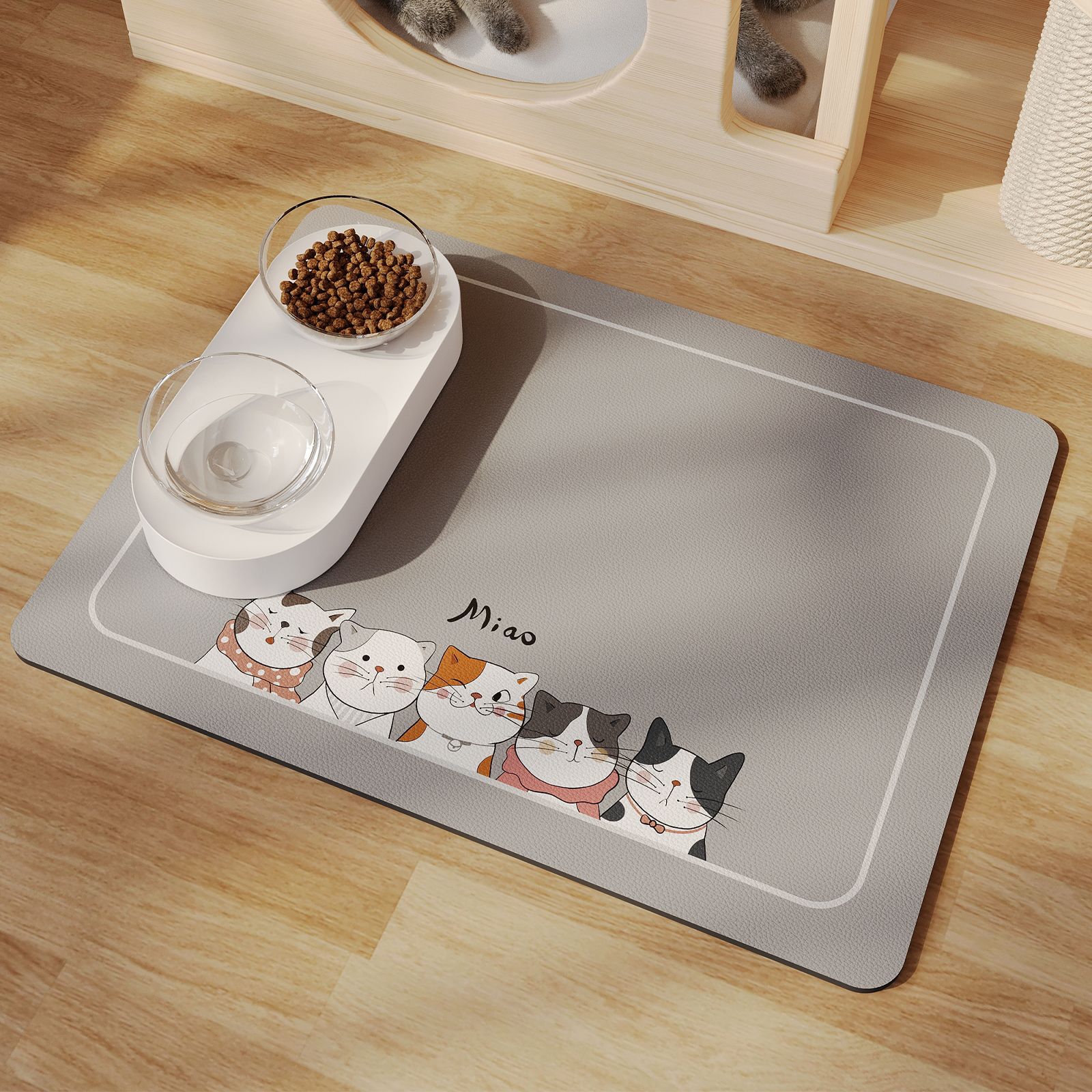 KFX-6774333 Minimalist Water-Absorbing Non-Slip Pet Feeding Mat in Various Colors and Shapes