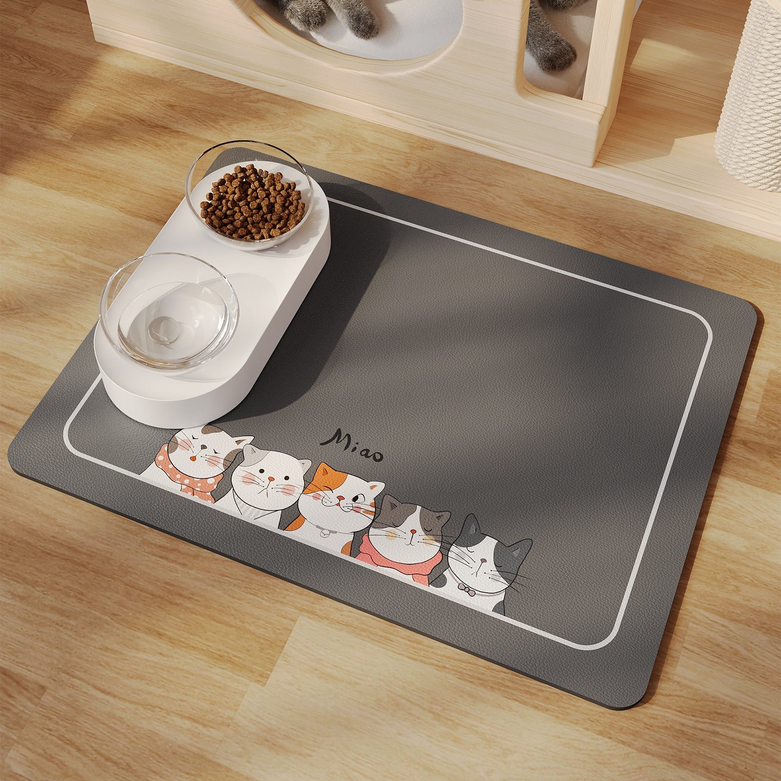 KFX-6774333 Minimalist Water-Absorbing Non-Slip Pet Feeding Mat in Various Colors and Shapes