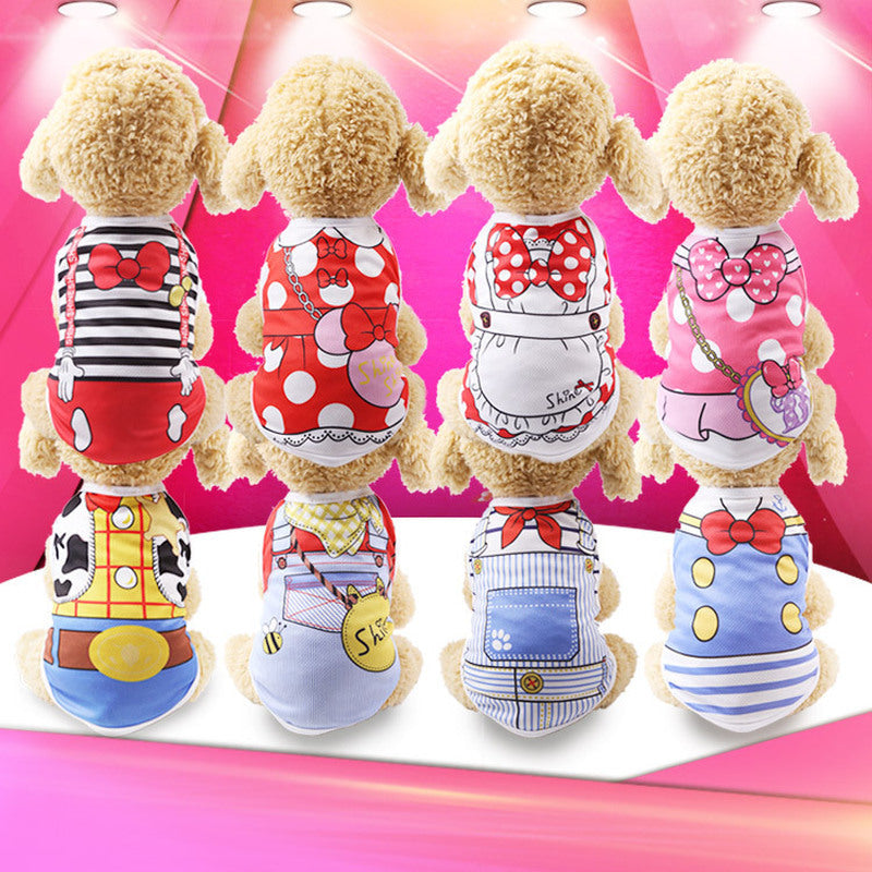 KFX-6774845 Summer Cartoon Print Cotton Clothes for Pets