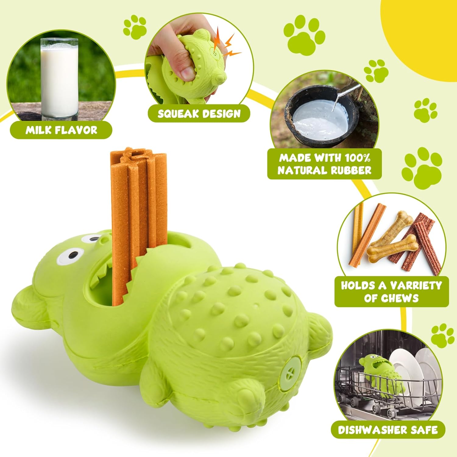 KFX-6775741 Durable Natural Rubber Dog Chew Toy for Aggressive Chewers - Squeaky, Interactive, and Tough