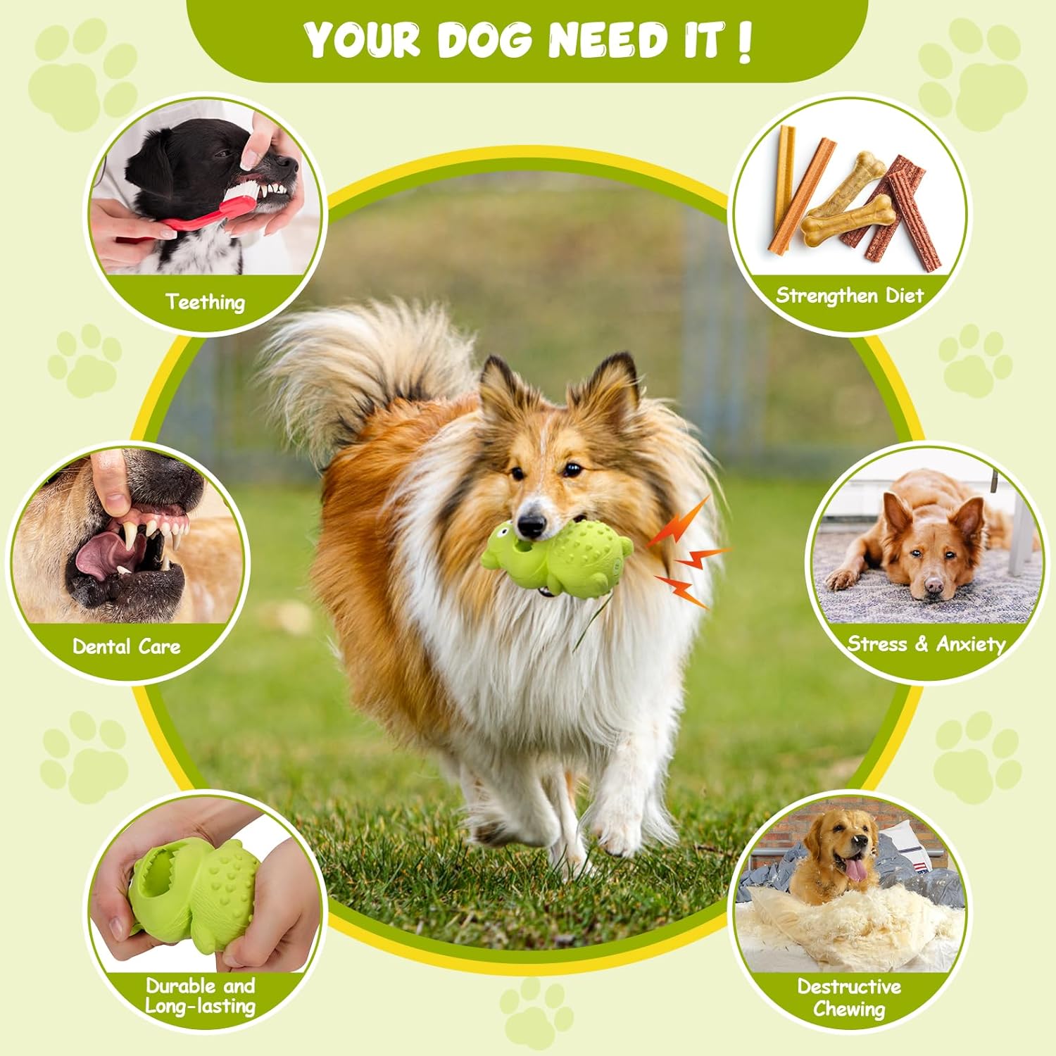 KFX-6775741 Durable Natural Rubber Dog Chew Toy for Aggressive Chewers - Squeaky, Interactive, and Tough