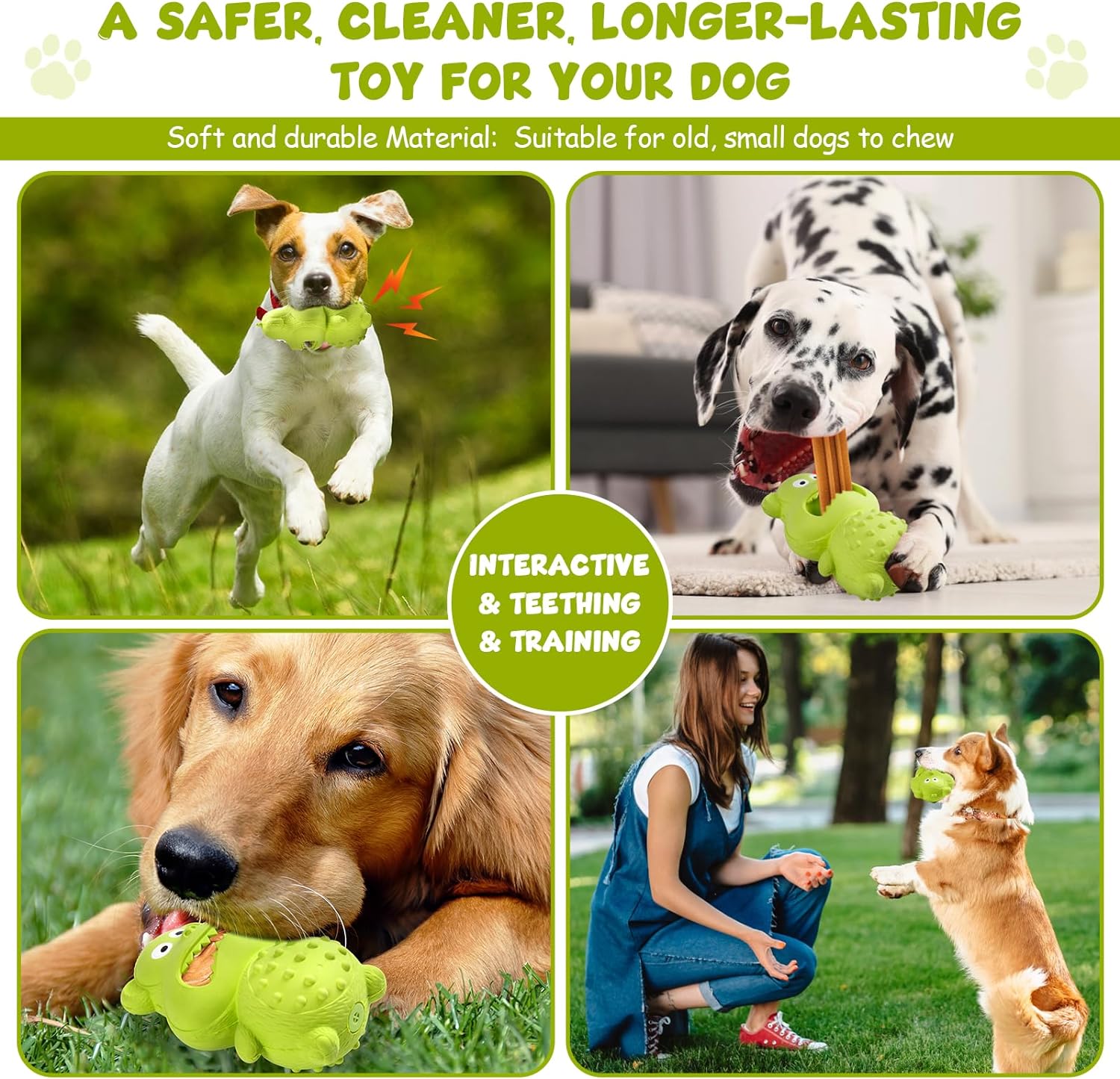 KFX-6775741 Durable Natural Rubber Dog Chew Toy for Aggressive Chewers - Squeaky, Interactive, and Tough