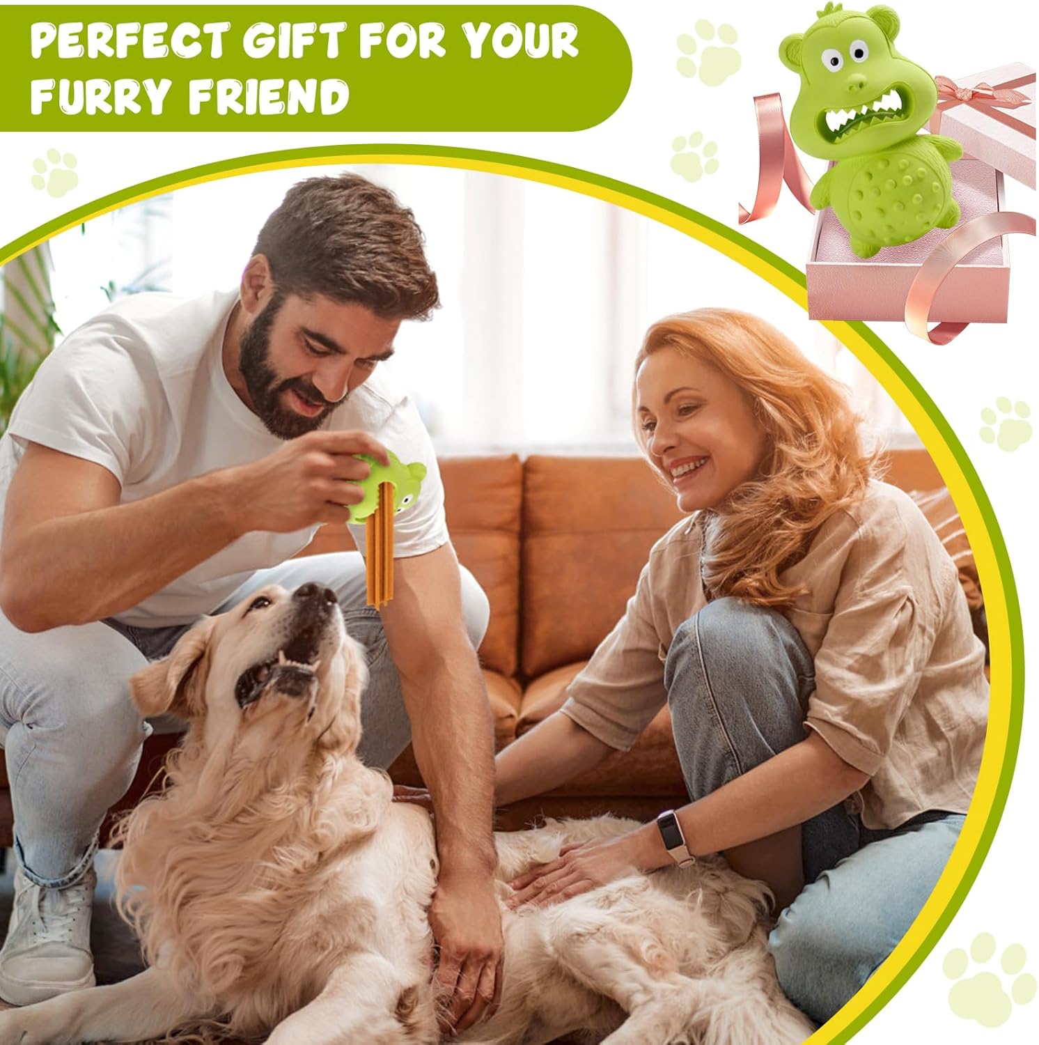 KFX-6775741 Durable Natural Rubber Dog Chew Toy for Aggressive Chewers - Squeaky, Interactive, and Tough