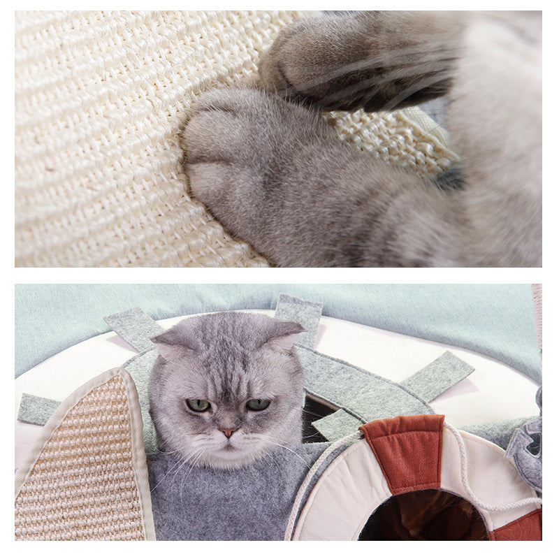 KFX-6777533 Folding Semi-Enclosed Cat Litter Box for Play and Comfort