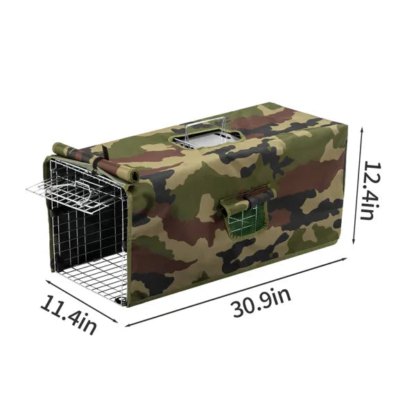 KFX-6777917 Humane 32in Live Animal Trap with Cover for Safe Outdoor Capture of Raccoons, Opossums, and More